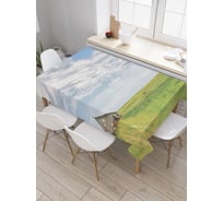 Прямоугольная скатерть JoyArty Одинокий полевой дом из сатена tc_19840_120x145