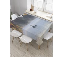 Прямоугольная скатерть JoyArty Лодка с людьми в горах из сатена tc_31179_120x145