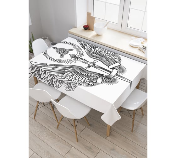 Прямоугольная скатерть JoyArty Поднесенное оружие из сатена tc_22182_120x145 1