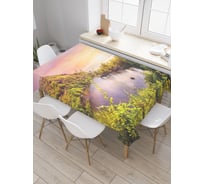 Прямоугольная скатерть JoyArty Озеро в зарослях из сатена tc_30921_120x145