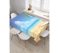 Прямоугольная скатерть JoyArty Пляж серфингиста из сатена tc_29177_120x145