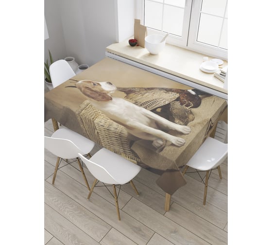 Прямоугольная скатерть JoyArty Маленький охотник из сатена tc_7894_120x145 1