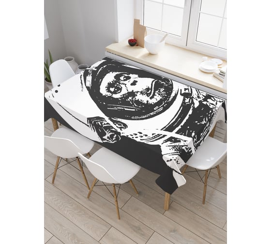 Прямоугольная скатерть JoyArty Обезьяна космонавт из сатена tc_19926_120x145 1