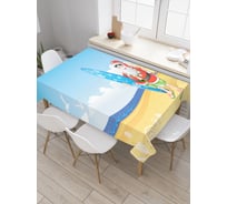 Прямоугольная скатерть JoyArty Пляжный Санта из сатена tc_19399_120x145