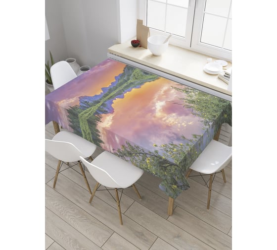 Прямоугольная скатерть JoyArty Небесное озеро из сатена tc_8990_120x145 1