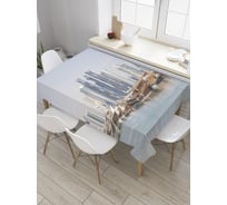 Прямоугольная скатерть JoyArty Небоскребы у воды из сатена tc_32685_120x145