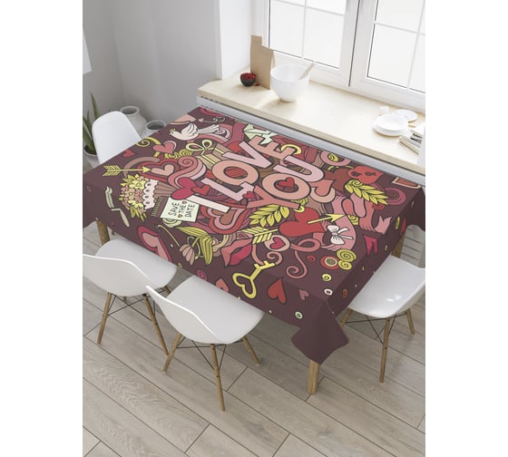 Прямоугольная скатерть JoyArty Любовь в цветах из сатена tc_34053_120x145 1