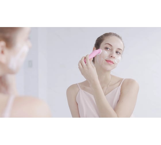 Вибромассажер для лица Fittop L-Clean, розовый FLF923
