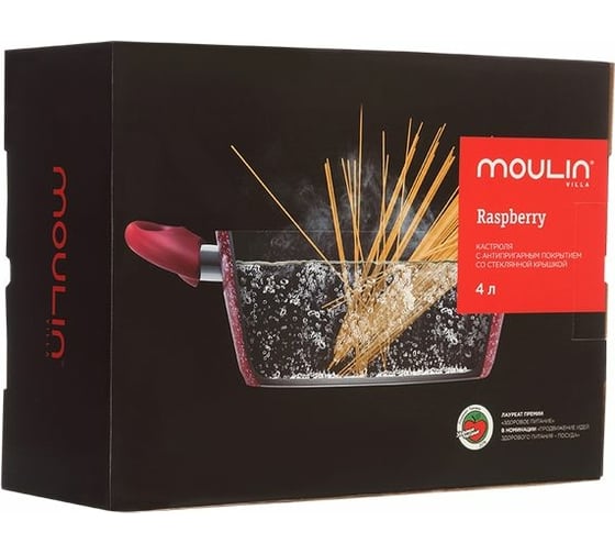 Кастрюля Moulinvilla Raspberry с антипригарным покрытием, 4 л со стеклянной крышкой RBC-24-I