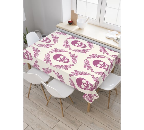 Прямоугольная скатерть JoyArty Розовый орнамент из сатена tc_21373_120x145 1