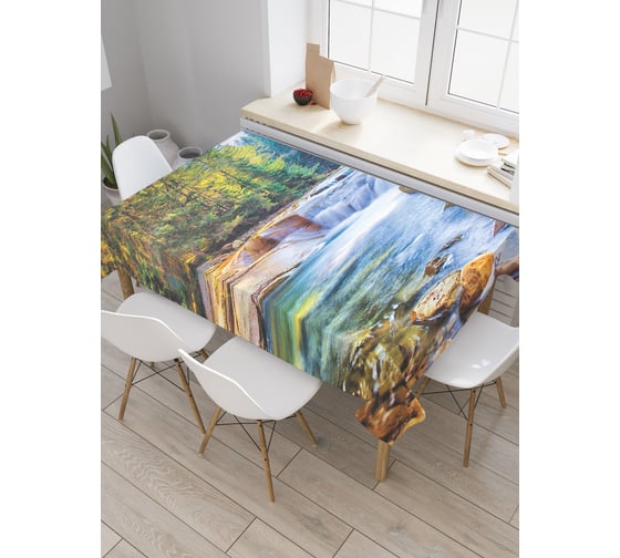 Прямоугольная скатерть JoyArty Горная река из сатена tc_27927_120x145 1