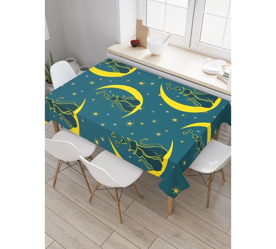 Прямоугольная скатерть JoyArty Влюбленные коты на луне из сатена tc_378778_120x145 1