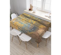 Прямоугольная скатерть JoyArty Домик в лесу из сатена tc_19704_120x145