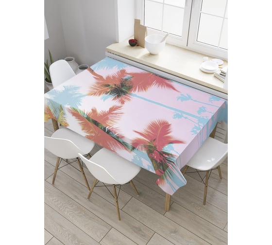 Прямоугольная скатерть JoyArty Раздвоение пальм из сатена tc_32176_120x145 1