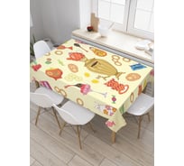 Прямоугольная скатерть JoyArty Самовар и сладости из сатена tc_378772_120x145