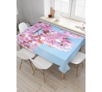 Прямоугольная скатерть JoyArty Розовая сакура из сатена tc_31347_120x145