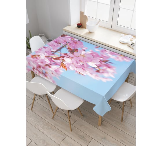 Прямоугольная скатерть JoyArty Розовая сакура из сатена tc_31347_120x145 1