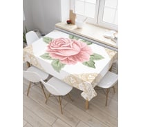 Прямоугольная скатерть JoyArty Роза в рамке из сатена tc_29535_120x145