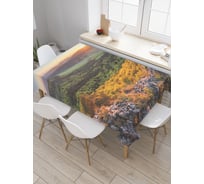 Прямоугольная скатерть JoyArty Предрассветные лучи на склоне из сатена tc_32933_120x145