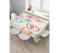 Прямоугольная скатерть JoyArty Разноцветные марки из сатена tc_4899_120x145