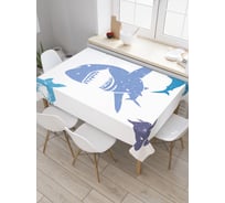 Прямоугольная скатерть JoyArty Голодные акулы из сатена tc_19806_120x145