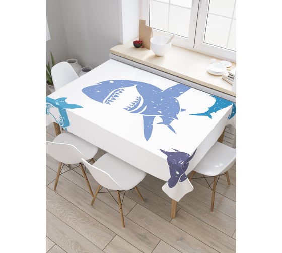 Прямоугольная скатерть JoyArty Голодные акулы из сатена tc_19806_120x145 1