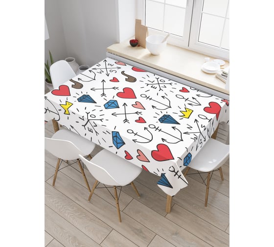 Прямоугольная скатерть JoyArty Морская любовь из сатена tc_2830_120x145 1