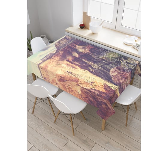Прямоугольная скатерть JoyArty Горная пропасть из сатена tc_20110_120x145