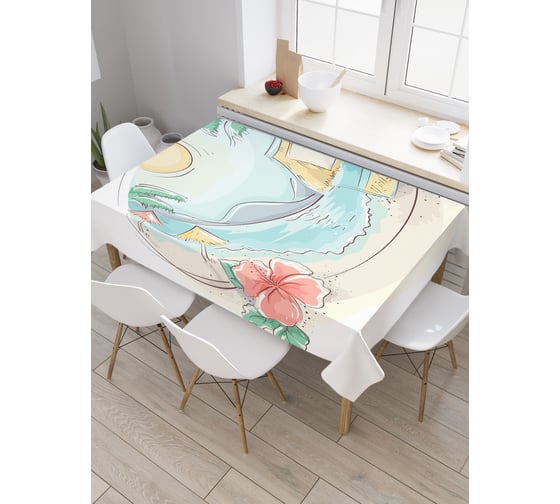 Прямоугольная скатерть JoyArty Пляжная картина из сатена tc_3503_120x145 1