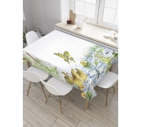 Прямоугольная скатерть JoyArty Рисунок озера и бабочек из сатена tc_31213_120x145