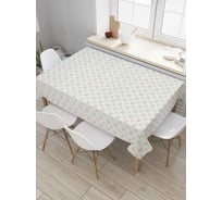 Прямоугольная скатерть JoyArty Розовые букеты на голубом фоне из сатена tc_258466_120x145