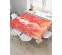 Прямоугольная скатерть JoyArty Девушка в цветочном пламени из сатена tc_19486_120x145