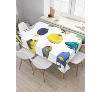 Прямоугольная скатерть JoyArty Рыбы в красках из сатена tc_20569_120x145