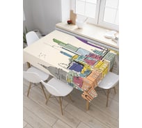 Прямоугольная скатерть JoyArty Городской рисунок в цвете из сатена tc_30379_120x145