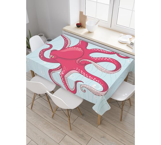 Прямоугольная скатерть JoyArty Розовый осьминог из сатена tc_22273_120x145 1
