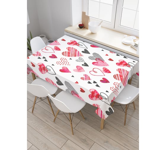 Прямоугольная скатерть JoyArty Романтичные сердечки из сатена tc_29830_120x145 1