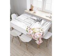 Прямоугольная скатерть JoyArty Нарисованный город и цветы из сатена tc_5005_120x145