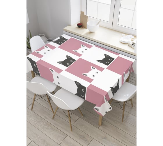 Прямоугольная скатерть JoyArty Выглядывающие котята из сатена tc_32574_120x145 1