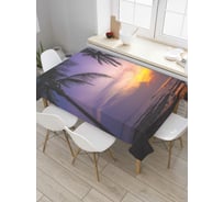 Прямоугольная скатерть JoyArty Пляж с пальмами на закате из сатена tc_4491_120x145