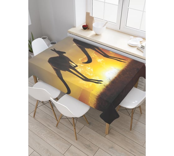 Прямоугольная скатерть JoyArty Кенгуру на закате из сатена tc_4956_120x145 1