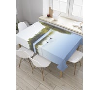 Прямоугольная скатерть JoyArty Гуси на озере из сатена tc_32796_120x145