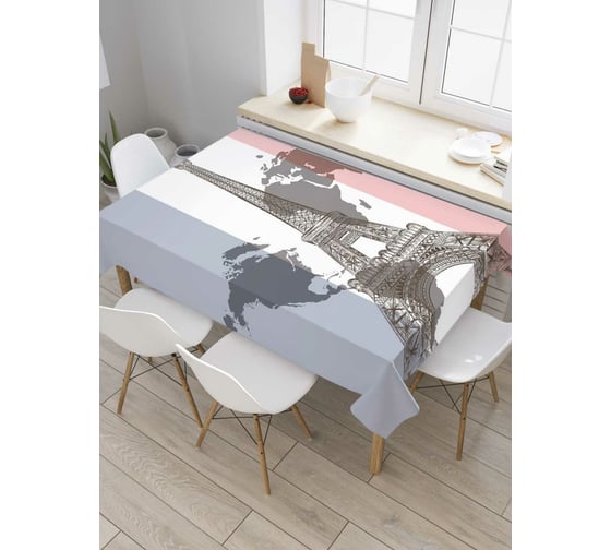 Прямоугольная скатерть JoyArty Карта и париж из сатена tc_8425_120x145 1