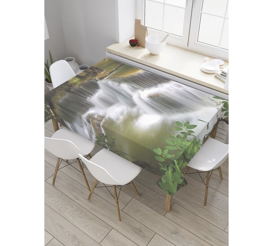 Прямоугольная скатерть JoyArty Двухъярусный водопад из сатена tc_32411_120x145 1