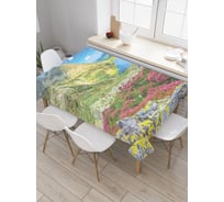 Прямоугольная скатерть JoyArty Горные цветы из сатена tc_19307_120x145
