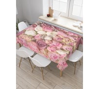 Прямоугольная скатерть JoyArty Розовый букет из сатена tc_2740_120x145