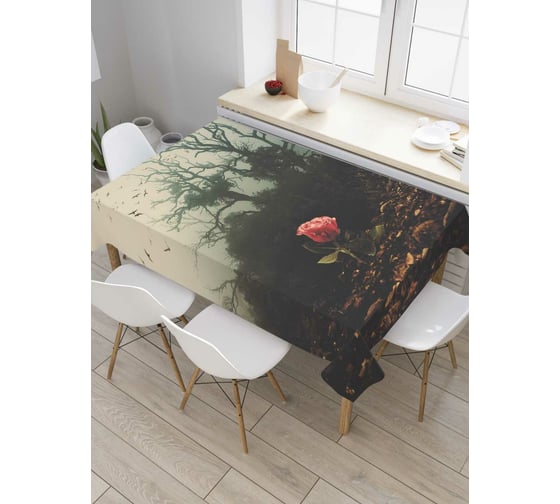 Прямоугольная скатерть JoyArty Роза в мрачном лесу из сатена tc_6486_120x145 1