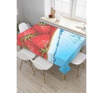 Прямоугольная скатерть JoyArty Земляничная волна из сатена tc_7429_120x145