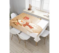 Прямоугольная скатерть JoyArty Подарок снеговика из сатена tc_4548_120x145