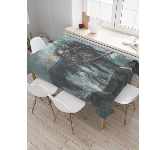 Прямоугольная скатерть JoyArty Горный воин из сатена tc_19108_120x145 1