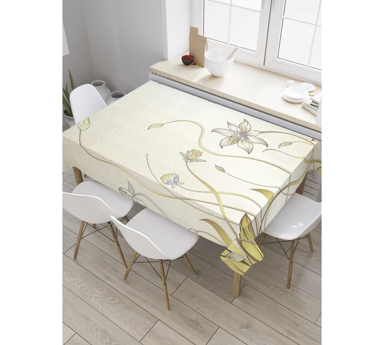 Прямоугольная скатерть JoyArty Изгибы цветения из сатена tc_27798_120x145 1